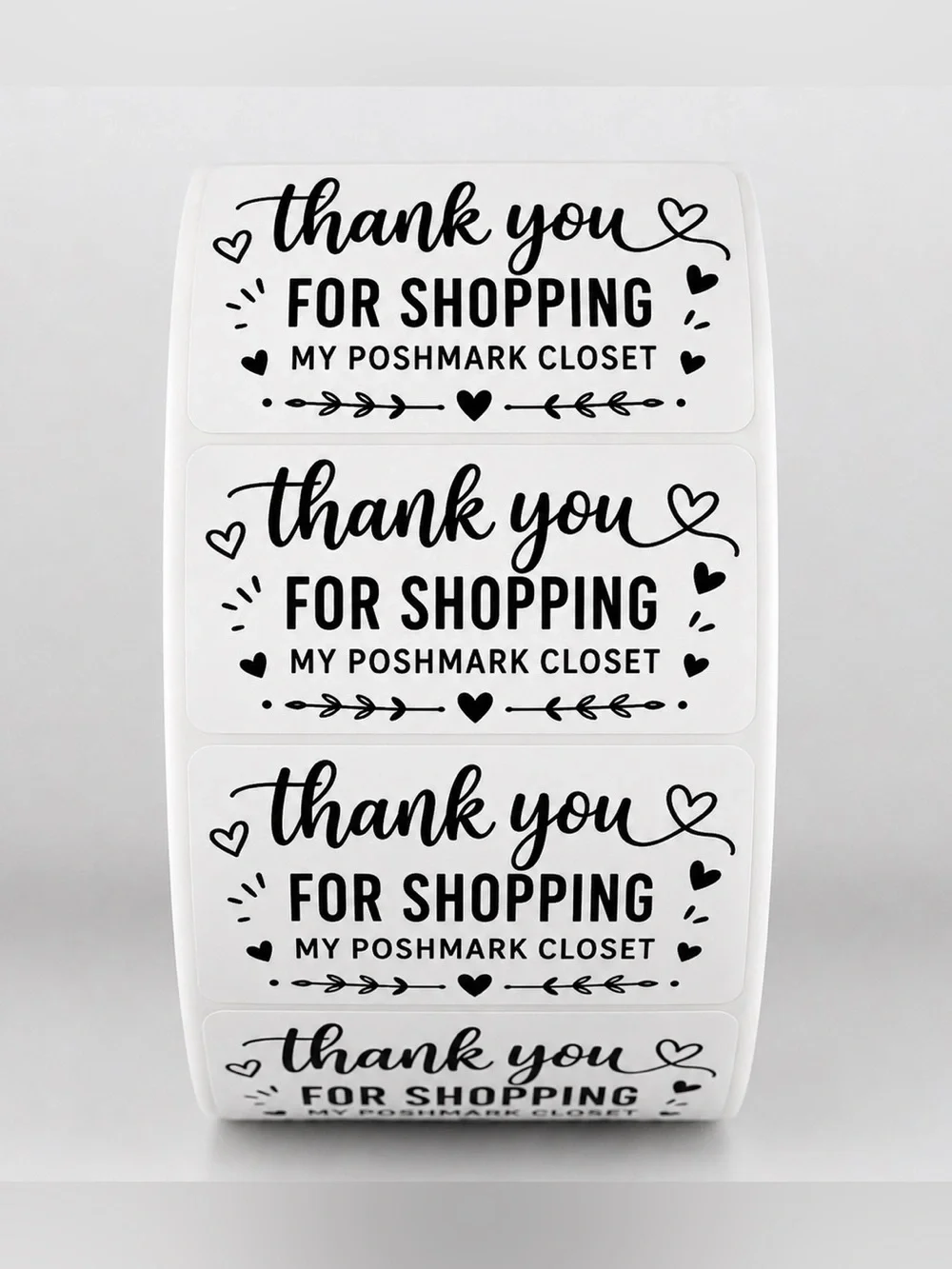 100 Thank You for Shopping My Poshmark Closet Stickers 2x1 Packaging Labels